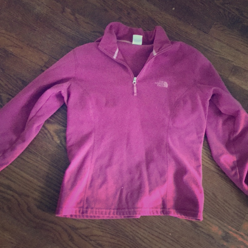Pink north face zip size M but fits more fitted